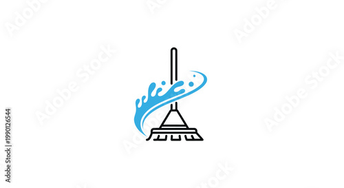 Broom with cleaning motion graphic.