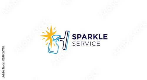 Cleaning service logo with sparkling effect.