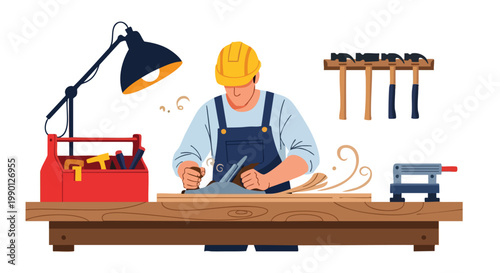 Foto Carpenter Working with Wood