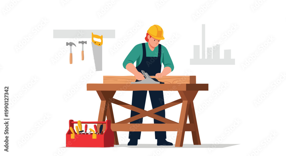 Fototapeta premium Carpenter Working with Wood