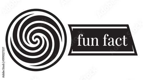 Minimalist fun fact spiral logo with banner vector illustration, flat design