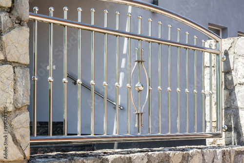 fence chrome stainless steel on wall. chromium fence
