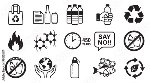 prohibited items and safety hazards flat design vector illustration set