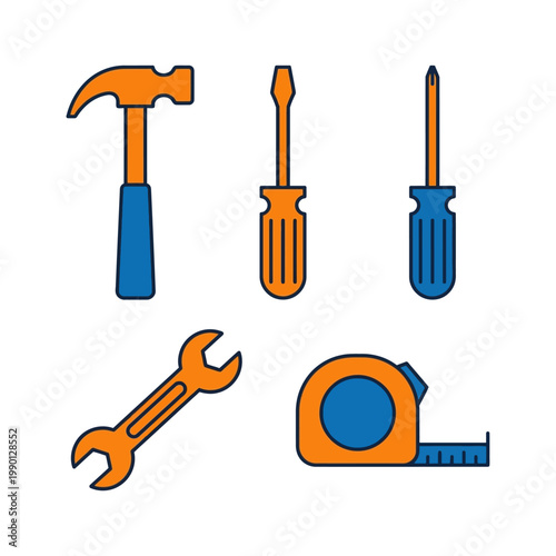 Isolated vector illustration of construction tool set