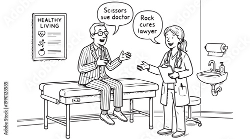 senior man discussing home remedies with female doctor in healthy living vector illustration