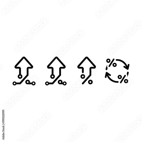 Increasing statistics icons show growth and percentage change