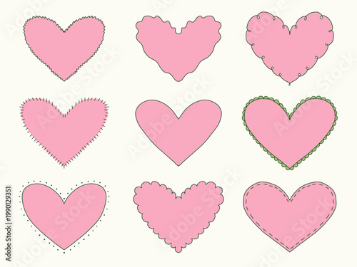 Cute Heart Shape Set Hand Drawn Decorative Valentine Love Clipart Collection