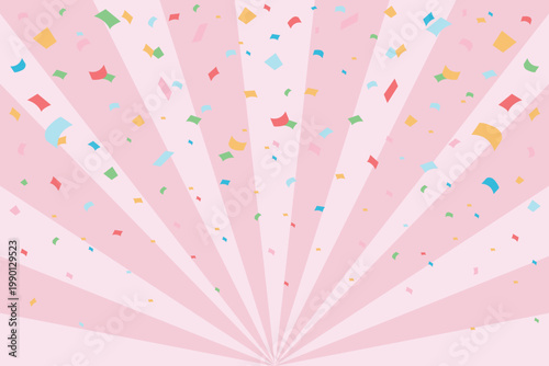 紙吹雪が舞う効果放射線の華やかなピンク色の背景