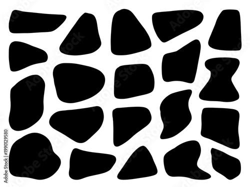 Abstract Organic Blob Shapes Solid Black Minimal Vector Set Modern Irregular Forms