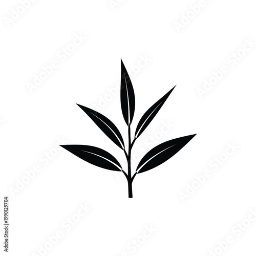 A minimalist illustration of a leafy plant with multiple leaves on a stem