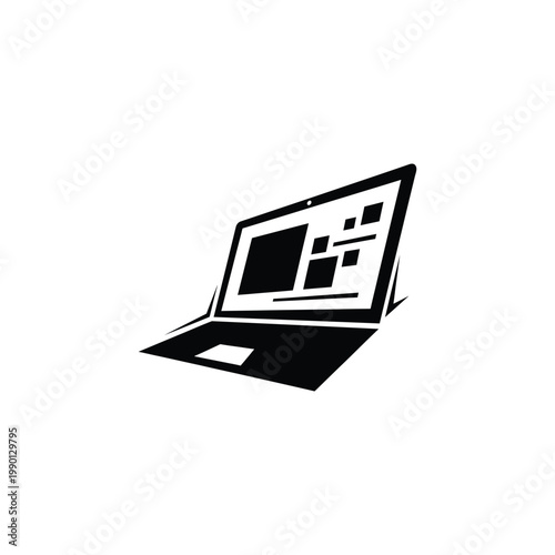 A sleek laptop displays a graphic design on its screen outdoors.