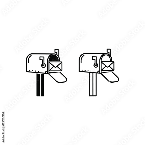 Two mailboxes with open flaps on posts outside