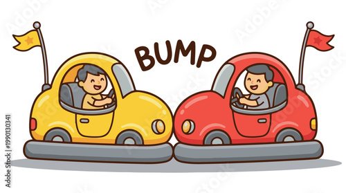cartoon cars bumping accident with drivers shocked vector illustration