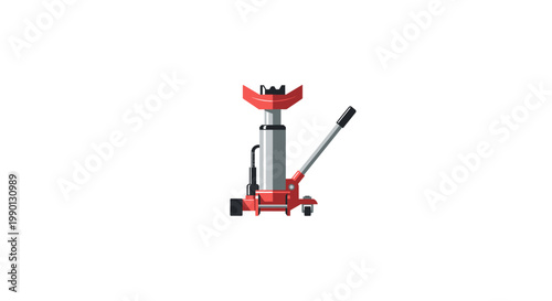 Red hydraulic floor jack lifting tool isolated on white background last 2026.
