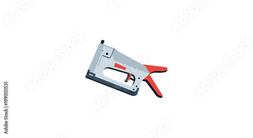 Close-up of a silver and red manual staple gun isolated on white background last 2026.