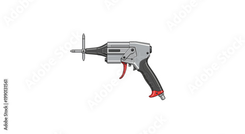 Illustration of a modern electric caulking gun with a trigger and nozzle last 2026.