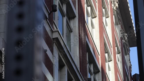 Up At Old Building Windows In Sunlight