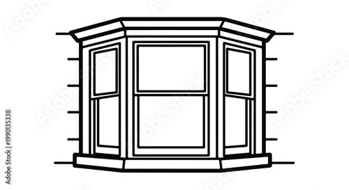 Detailed bay window house facade element