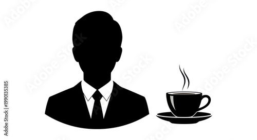 Businessman Silhouette with Coffee Cup