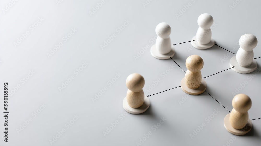Obraz premium Conceptual representation of a networking or social connection with small figures