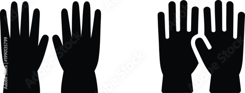 Two pairs of black silhouette hands are shown with palms facing forward and one hand with a missing finger