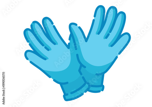 Gloves Protective Blue Gloves Pair Safety Medical Equipment Icon Style
