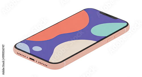 Pink iPhone with Abstract Colorful Wallpaper