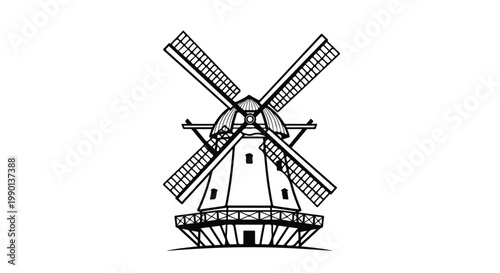 Dutch windmill building farm landmark