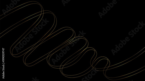 Abstract golden lines elements with glowing light effect on background.