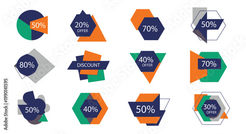 Infographic percentage chart icons.