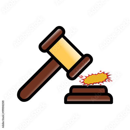 Gavel hitting sound block in court.