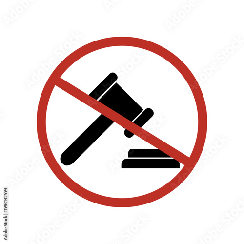 No Court Trial Prohibited Sign Symbol.