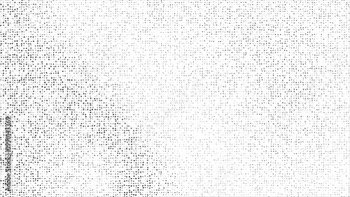 Halftone pattern. Grain texture polka dots on white background. Abstract Dot art different size grunge texture banner.  Faded out or disappearing dots