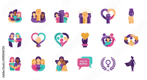 Feminist Icons: Women Power, Unity, Support, Strength, Equality, Sisterhood, Diversity