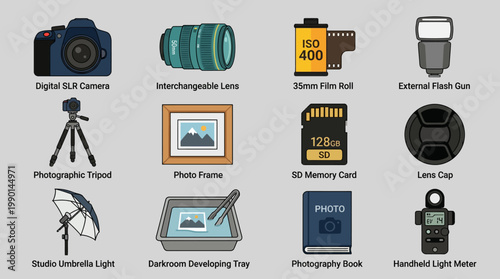 Collection of Photography Equipment and Accessories for Creative Professionals.