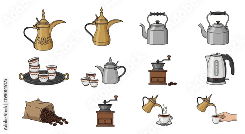 Arabic Coffee Dallah and Drip Coffee Makers Set: Traditional & Modern Beverage Tools