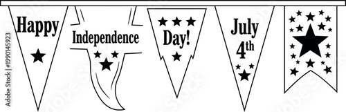 Vintage independence day banner illustration with stars and festive script celebrating american patriotism