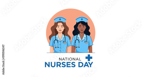 National Nurses Day illustration with diverse nurses