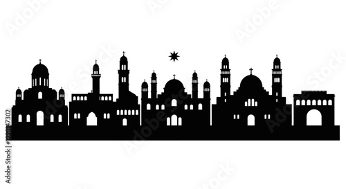 Jerusalem Skyline Silhouette - Holy City Landmark Architecture