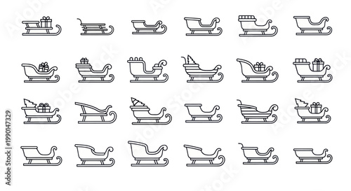 Christmas Sleighs Collection: Various Designs for Holiday Gifts and Santa Claus
