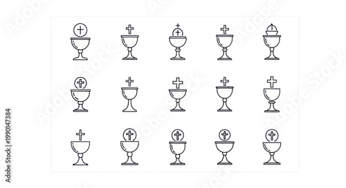 Holy Communion Chalice Icons: Christian Symbols Collection