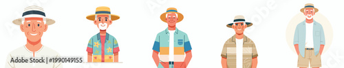 half body vector of a grandpa standing in summer clothes