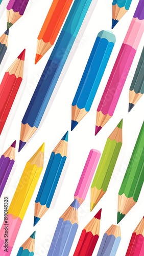 A vibrant multicolored pencil pattern on a white background