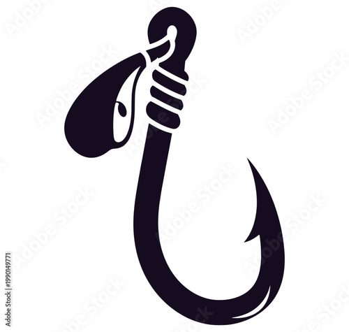 Fishing hook with lure on a white background for fishing concept
