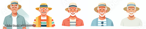 half body vector of a grandpa standing in summer clothes