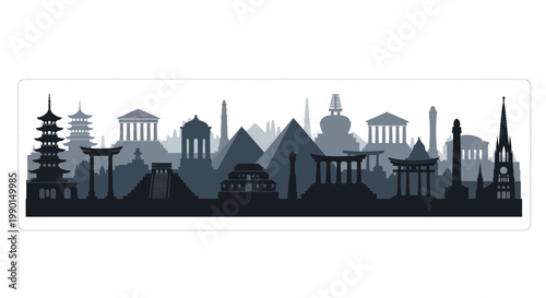 Global Landmark Skyline Silhouette - Famous World Architecture Collage
