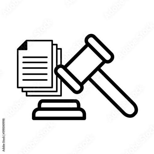 Law gavel and legal document icon.