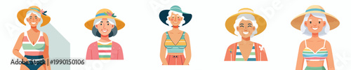 half body vector of a grandma standing in summer clothes
