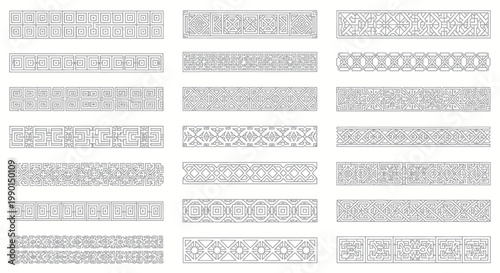 Collection of Decorative Geometric Borders, Ornate Patterns, Line Art Frames, Vector Ornaments