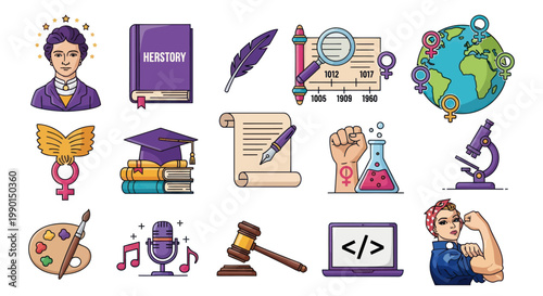 Feminism Icons Collection: Herstory, Science, Arts, Law, Education, and Empowerment